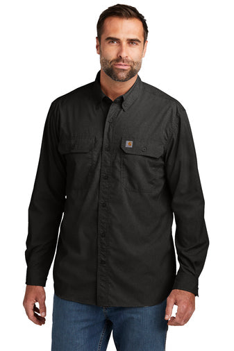 Carhartt Men's Dark Khaki Rugged Flex Rigby Long Sleeve Work Shirt