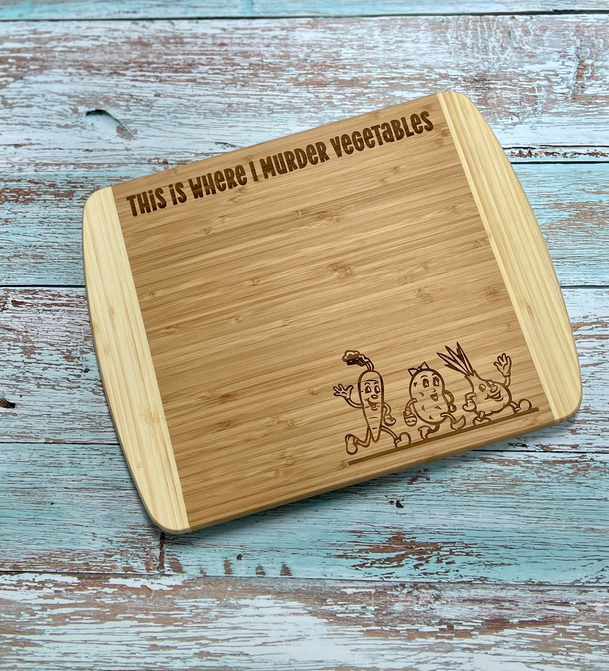  Bamboo Wood Cutting Board This Is Where I Murder Vegetables  Funny: Home & Kitchen