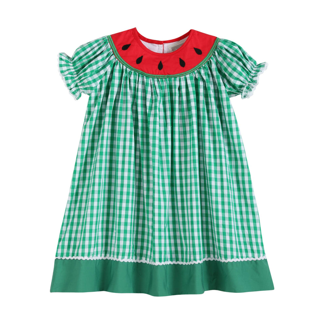 Green Gingham Watermelon Collar Bishop Dress - Premium from Lil Cactus - Just $34.95! Shop now at Pat's Monograms