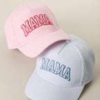 MAMA Embroidered Patch Seersucker Stripe Trucker Hat — Fashion City
