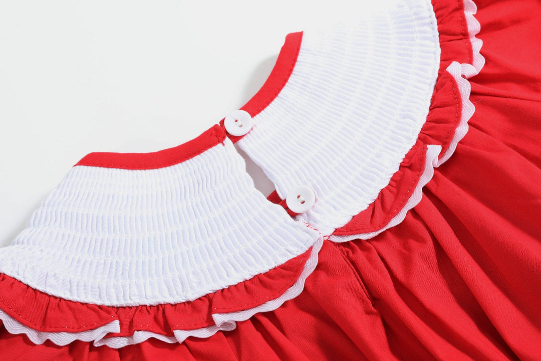 Red Santa Smocked Ruffle Romper - Premium Baby & Toddler Outfits from Lil Cactus - Just $37.95! Shop now at Pat's Monograms