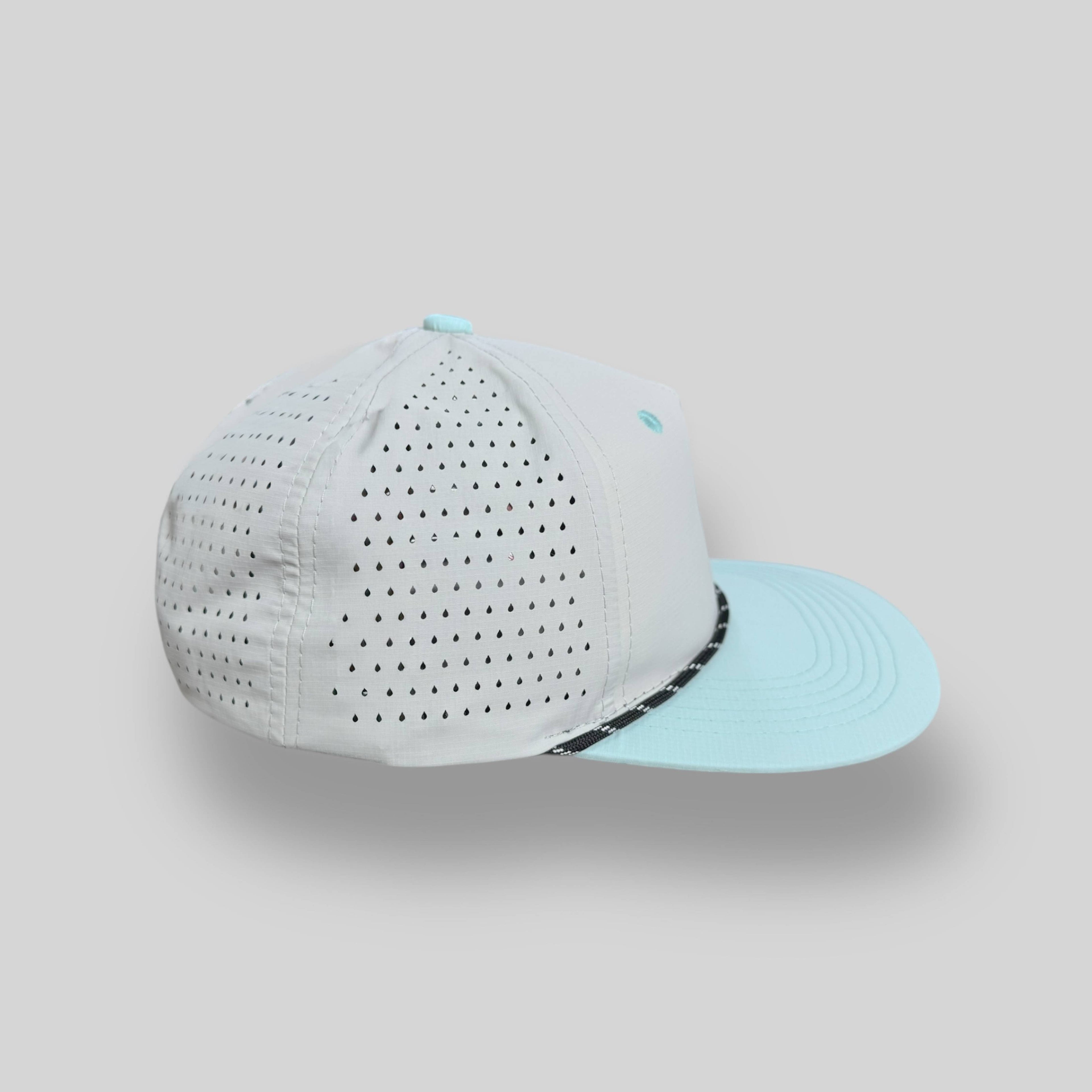 Perforated Structured Nylon Ripstop Ash Gray-Sky Blue / Black-White Rope