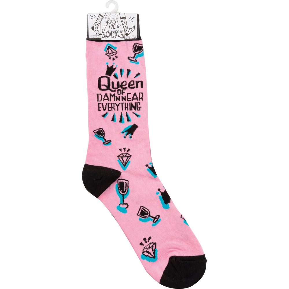 Queen Of Damn Near Everything Socks - Premium socks from Primitives by Kathy - Just $9.95! Shop now at Pat's Monograms