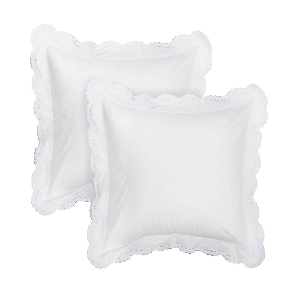 Double Scallop Embroidered Percale Euro Sham Pair - Premium Home Textiles from Mélange Home - Just $48.95! Shop now at Pat's Monograms