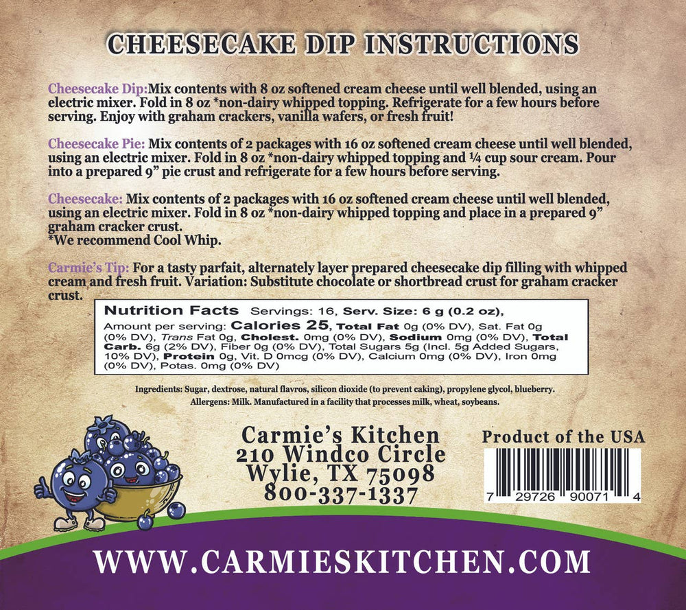 Wild Blueberry Cheesecake Dip Mix - Premium  from Carmie's Kitchen - Just $4.50! Shop now at Pat's Monograms