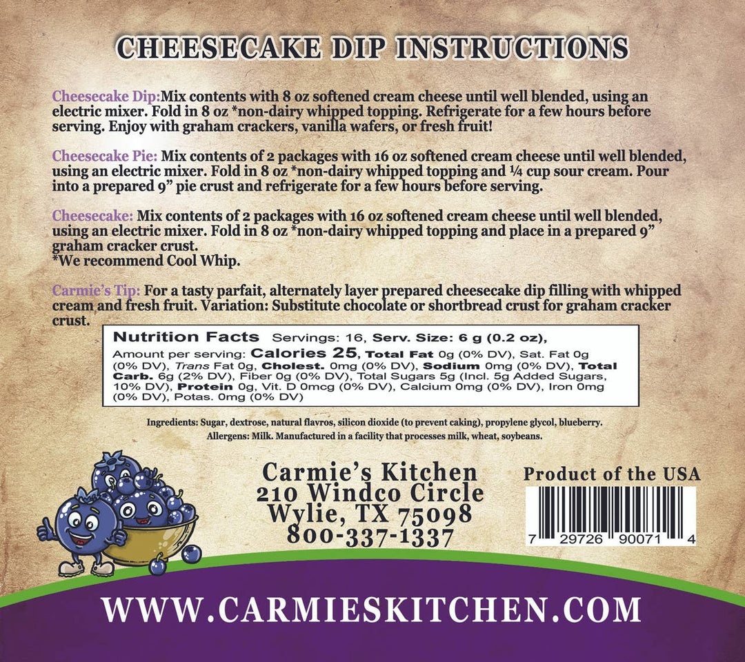 Wild Blueberry Cheesecake Dip Mix - Premium  from Carmie's Kitchen - Just $4.50! Shop now at Pat's Monograms