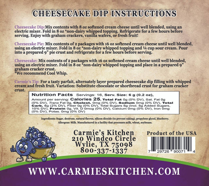 Wild Blueberry Cheesecake Dip Mix - Premium  from Carmie's Kitchen - Just $4.50! Shop now at Pat's Monograms