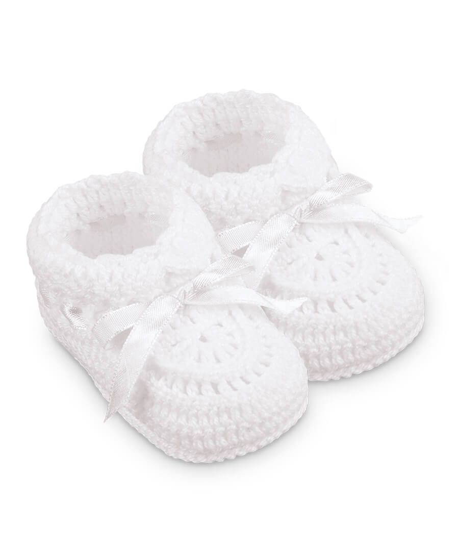 Hand Crochet Ribbon Bootie - Premium Infant Accessories from Jefferies Socks - Just $14.95! Shop now at Pat's Monograms