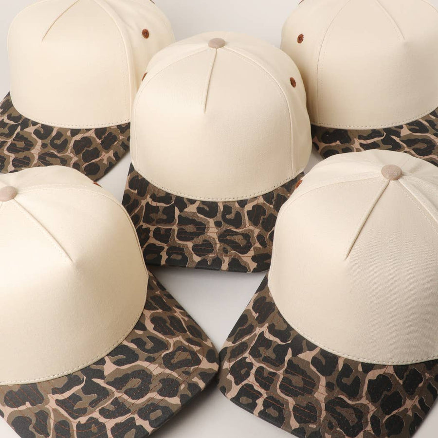 Two Tone Leopard Printed Canvas Trucker Hat - Premium Trucker Cap from Fashion City - Just $15! Shop now at Pat's Monograms