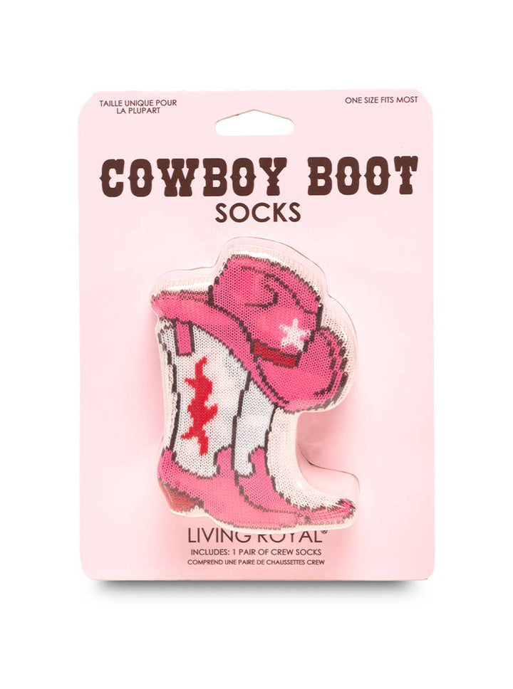 3D Packaged Crew Socks - Western Cowgirl - Pink - Premium Socks from Living Royal - Just $9.95! Shop now at Pat's Monograms