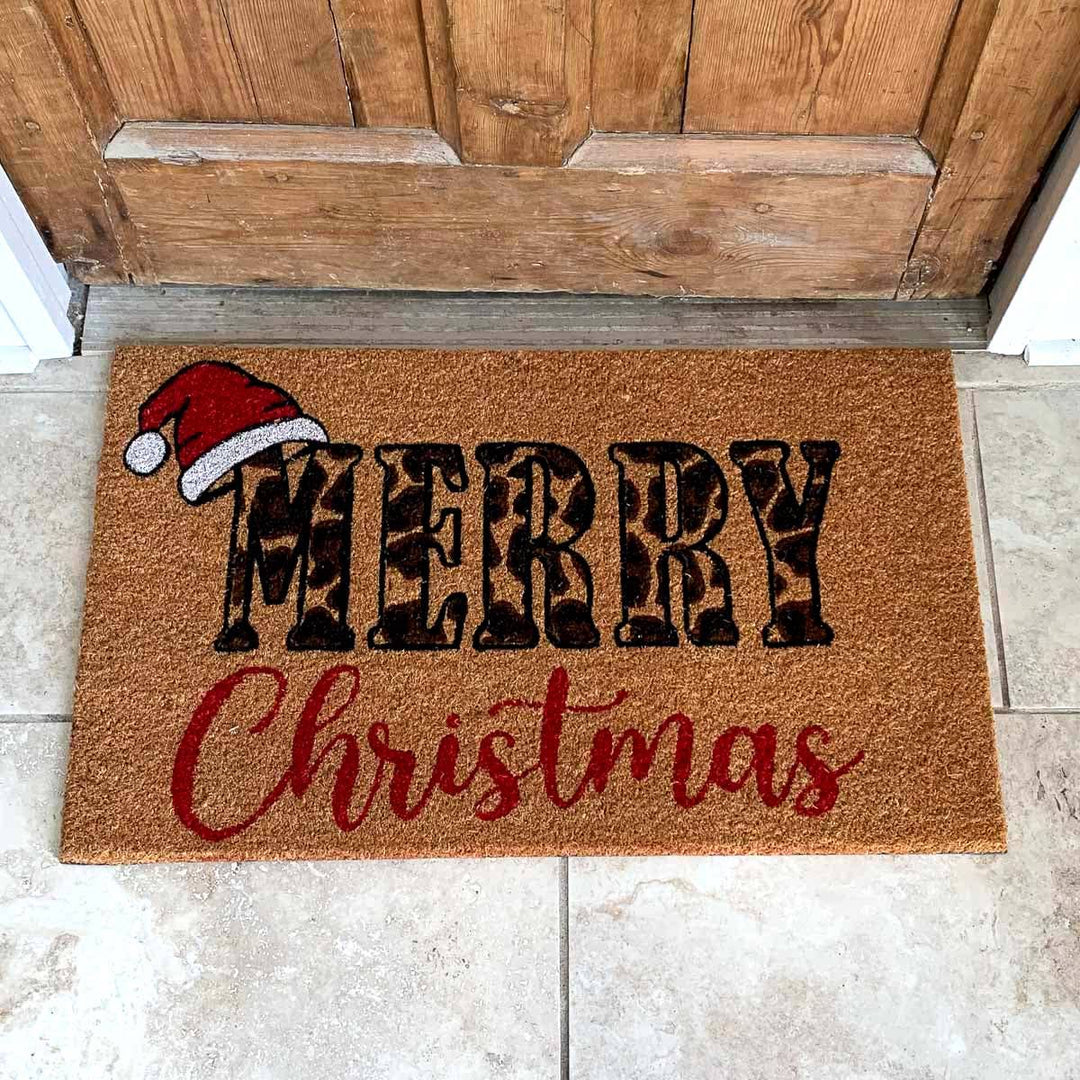 Leopard Merry Christmas Coir Doormat - Premium Christmas Decor from The Royal Standard - Just $19.95! Shop now at Pat's Monograms