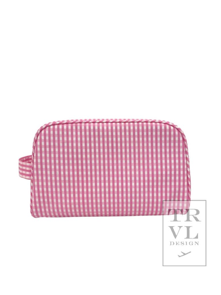 Stowaway - Toiletry Bag Gingham Pink - Premium Cosmetic Bag from TRVL Design - Just $36! Shop now at Pat's Monograms