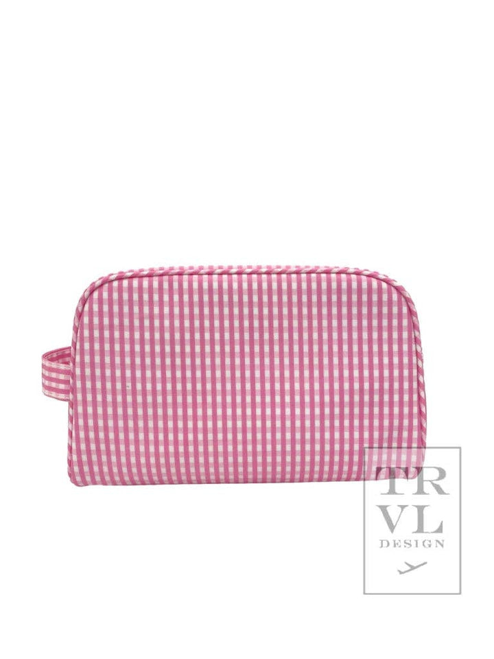 Stowaway - Toiletry Bag Gingham Pink - Premium Cosmetic Bag from TRVL Design - Just $36! Shop now at Pat's Monograms