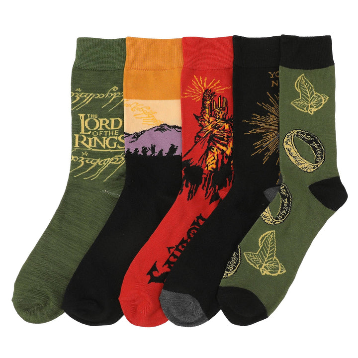 Lord Of The Rings Characters Adult 5-Pair Casual Crew Socks-OSFA - Premium socks from Bioworld Merchandising - Just $24.95! Shop now at Pat's Monograms