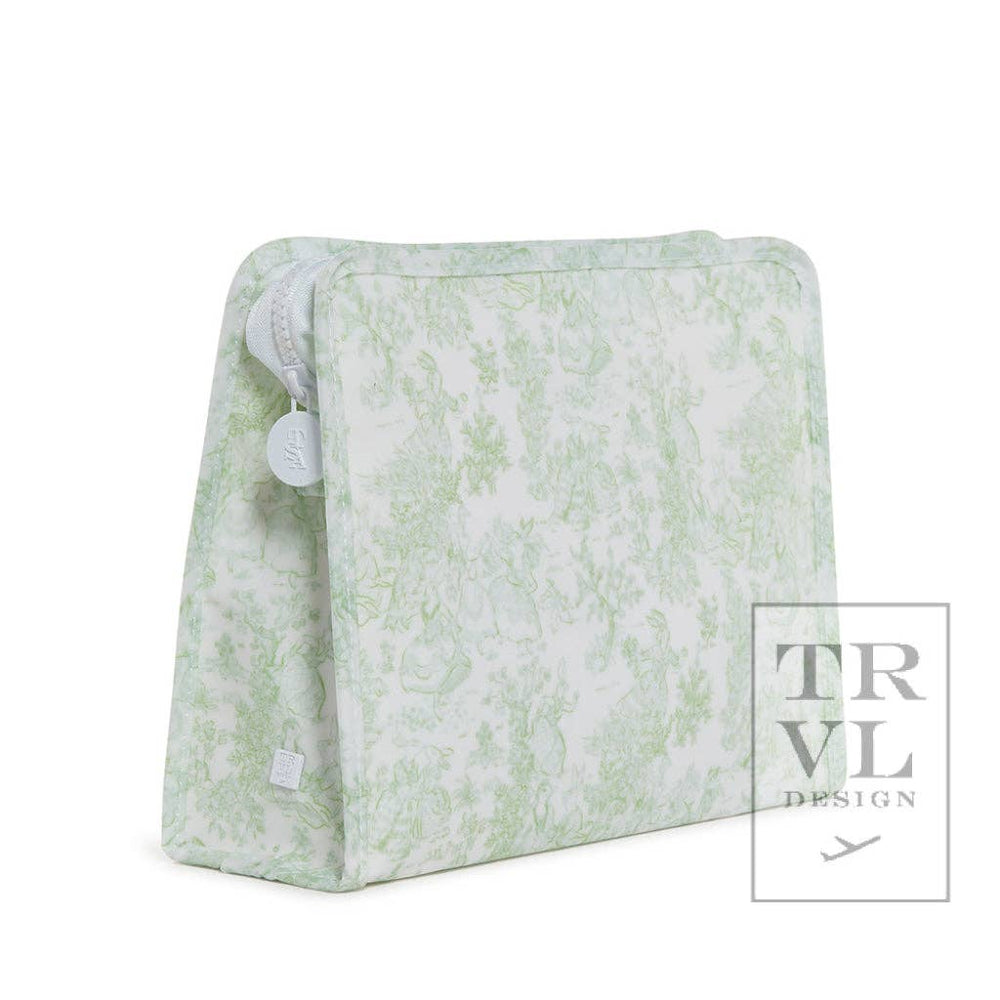 Roadie Large - Bunny Toile Green Zip Pouch - Premium travel bag from TRVL Design - Just $32! Shop now at Pat's Monograms