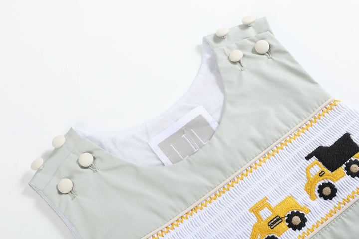 Sage Green Construction Smocked Overalls - Premium Baby & Toddler Outfits from Lil Cactus - Just $38.95! Shop now at Pat's Monograms