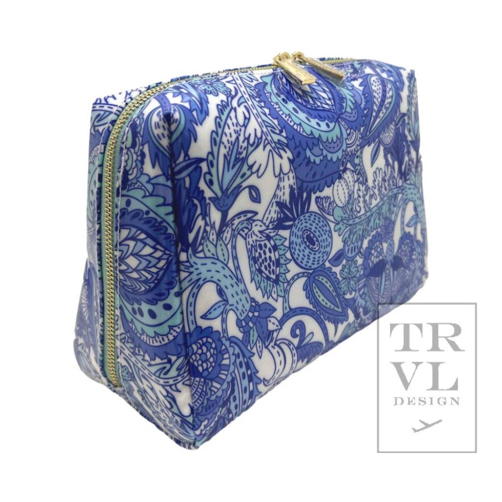 Luxe Gloss Double Zip Lg - Blue Paisley - Premium Cosmetic Bag from TRVL Design - Just $36! Shop now at Pat's Monograms