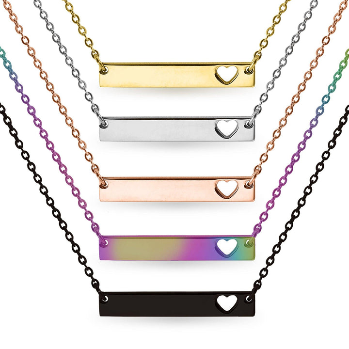 Cutout Heart Bar Necklace - Laser Engraved Personalization - Premium jewelry from WJW - Just $22.95! Shop now at Pat's Monograms