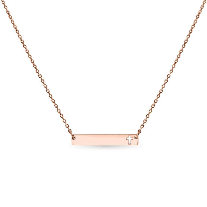 Stainless Steel Cutout Cross Bar Necklace - Premium Jewelry from WJW - Just $23.95! Shop now at Pat's Monograms