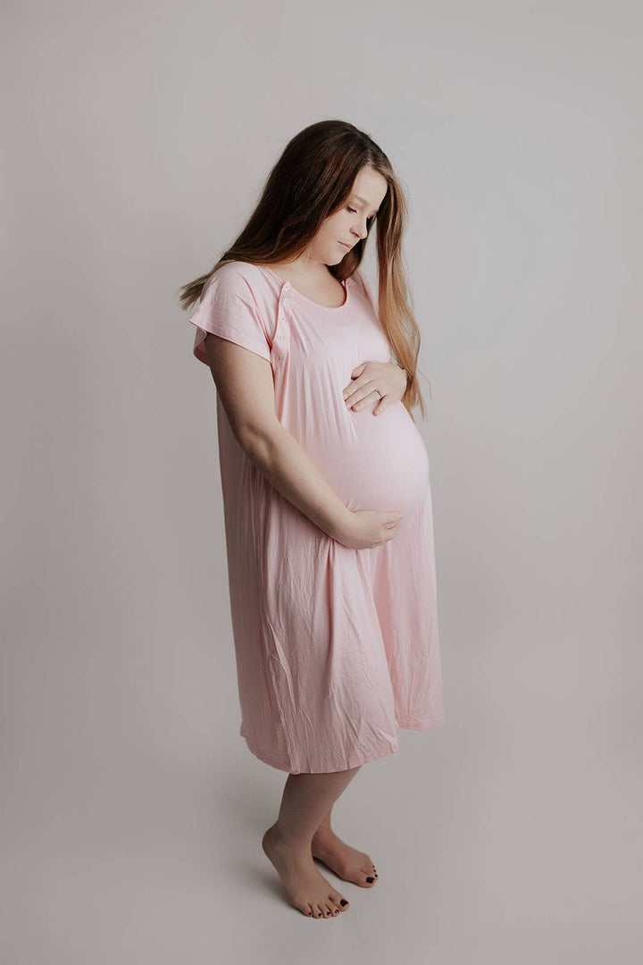 Light Pink Mommy Labor and Delivery/ Nursing Gown - Premium Maternity Clothing from Three Little Tots - Just $34.95! Shop now at Pat's Monograms