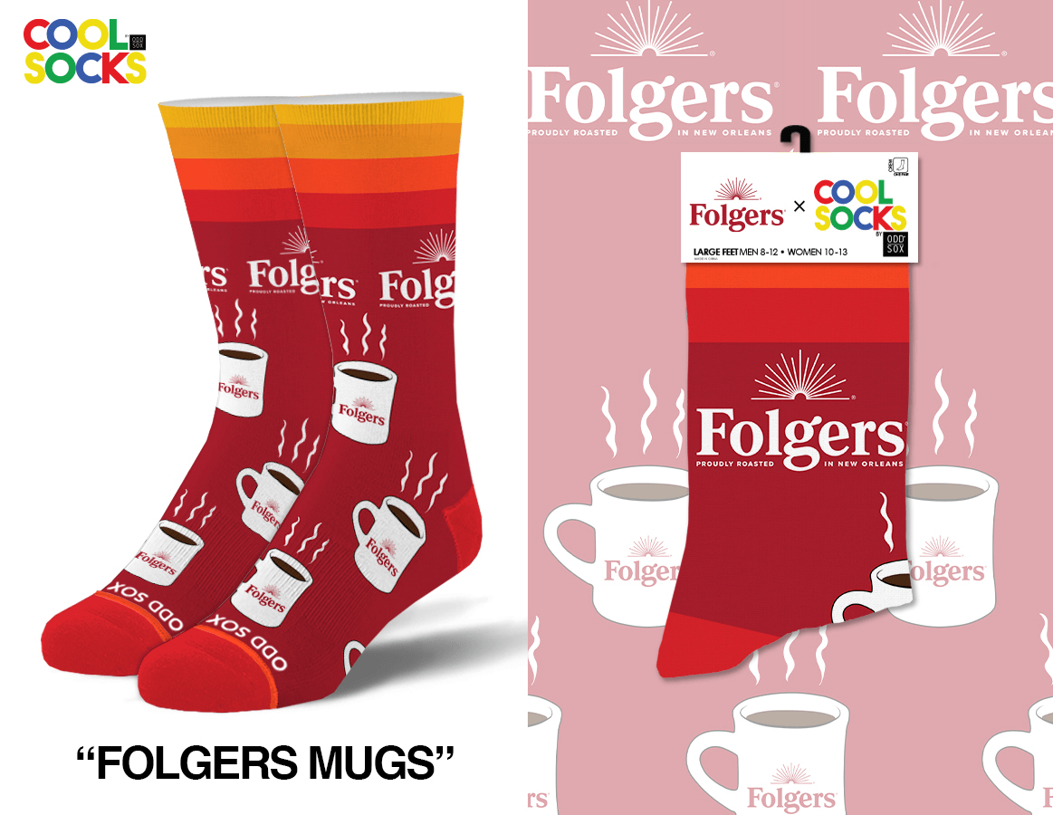 Folgers Mugs - Mens Crew Folded - Premium socks from Cool Socks - Just $12.95! Shop now at Pat's Monograms