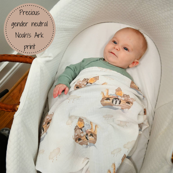 Noah's Ark Baby Swaddle Blanket - Premium Swaddle from LollyBanks - Just $16.95! Shop now at Pat's Monograms