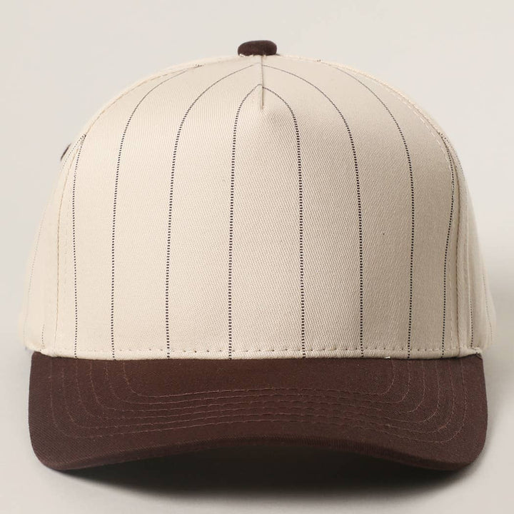 Two-Tone Pinstripe Canvas Trucker Hat - Premium  from Fashion City - Just $15! Shop now at Pat's Monograms