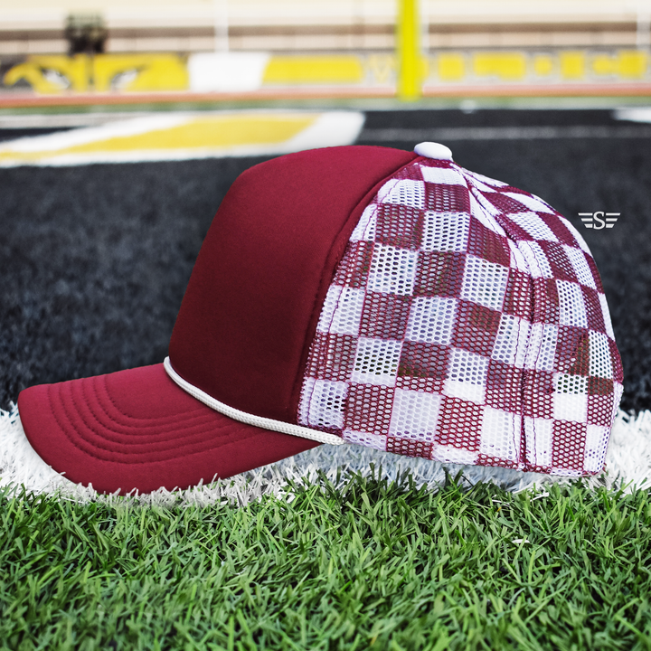 Checkered Mesh Back Foam Trucker Cap - Premium Trucker Cap from Flying S Company - Just $16.99! Shop now at Pat's Monograms