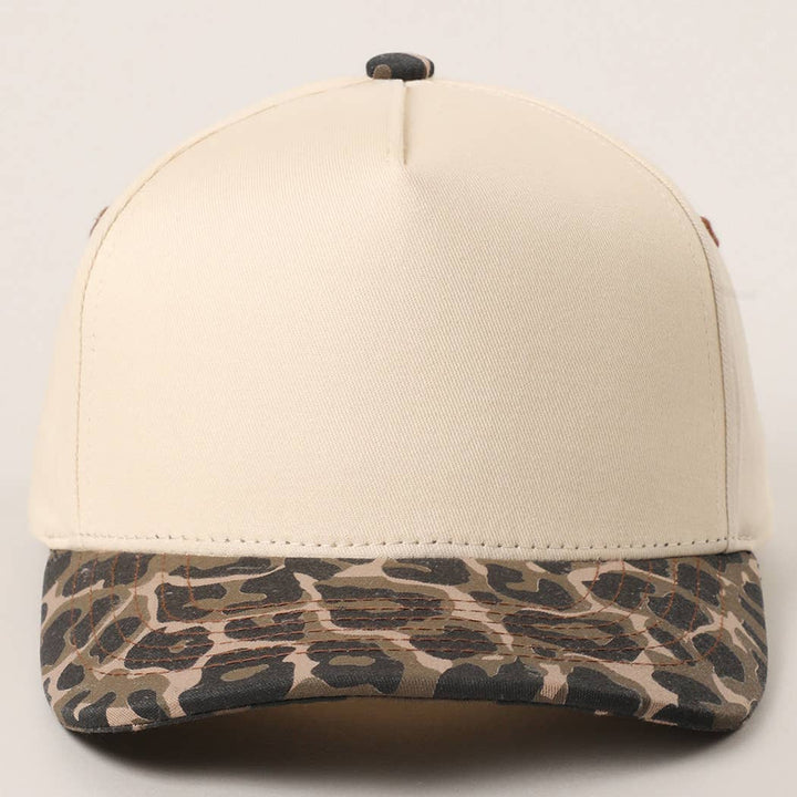 Two Tone Leopard Printed Canvas Trucker Hat - Premium Trucker Cap from Fashion City - Just $15! Shop now at Pat's Monograms