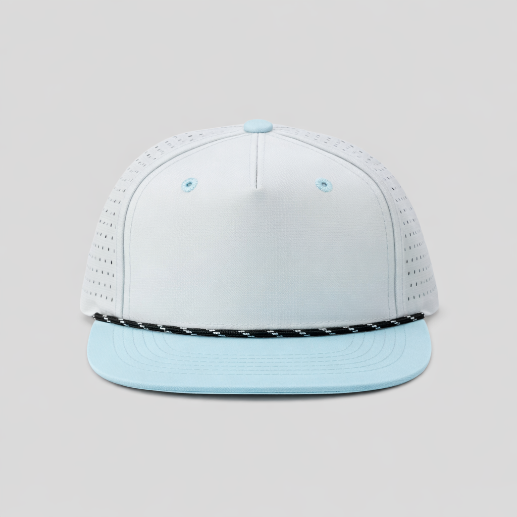 Perforated Structured Nylon Ripstop Ash Gray-Sky Blue / Black-White Rope