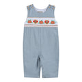 Light Blue Pinstripe Turkey Smocked Overalls - Premium  from Lil Cactus - Just $36! Shop now at Pat's Monograms