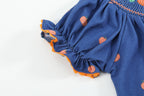 Blue Pumpkin Print Knit Smocked Bishop Dress - Premium  from Lil Cactus - Just $38! Shop now at Pat's Monograms