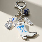 Western Cowgirl Boot Charm Ceramic | Beads Keychain — Frem