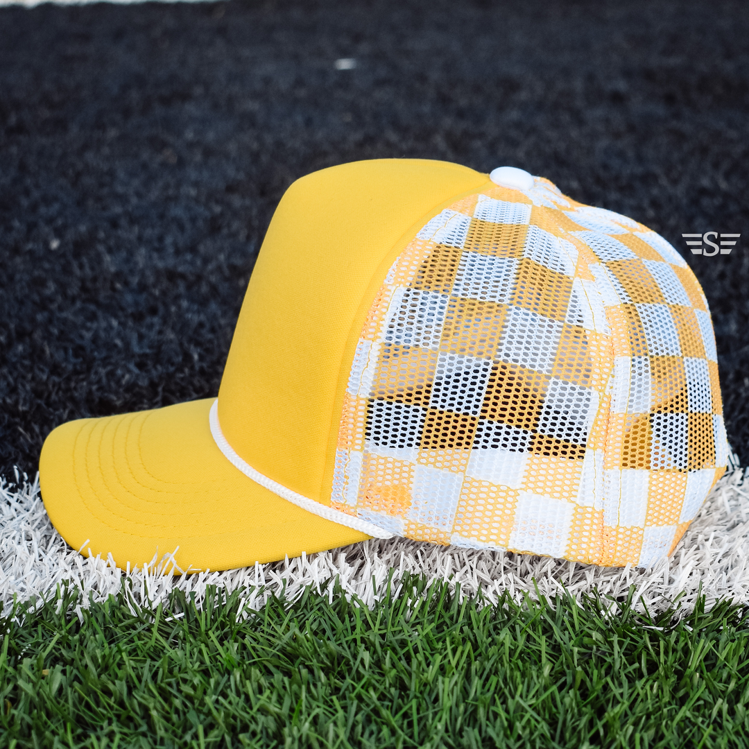 Checkered Mesh Back Foam Trucker Cap - Premium Trucker Cap from Flying S Company - Just $16.99! Shop now at Pat's Monograms