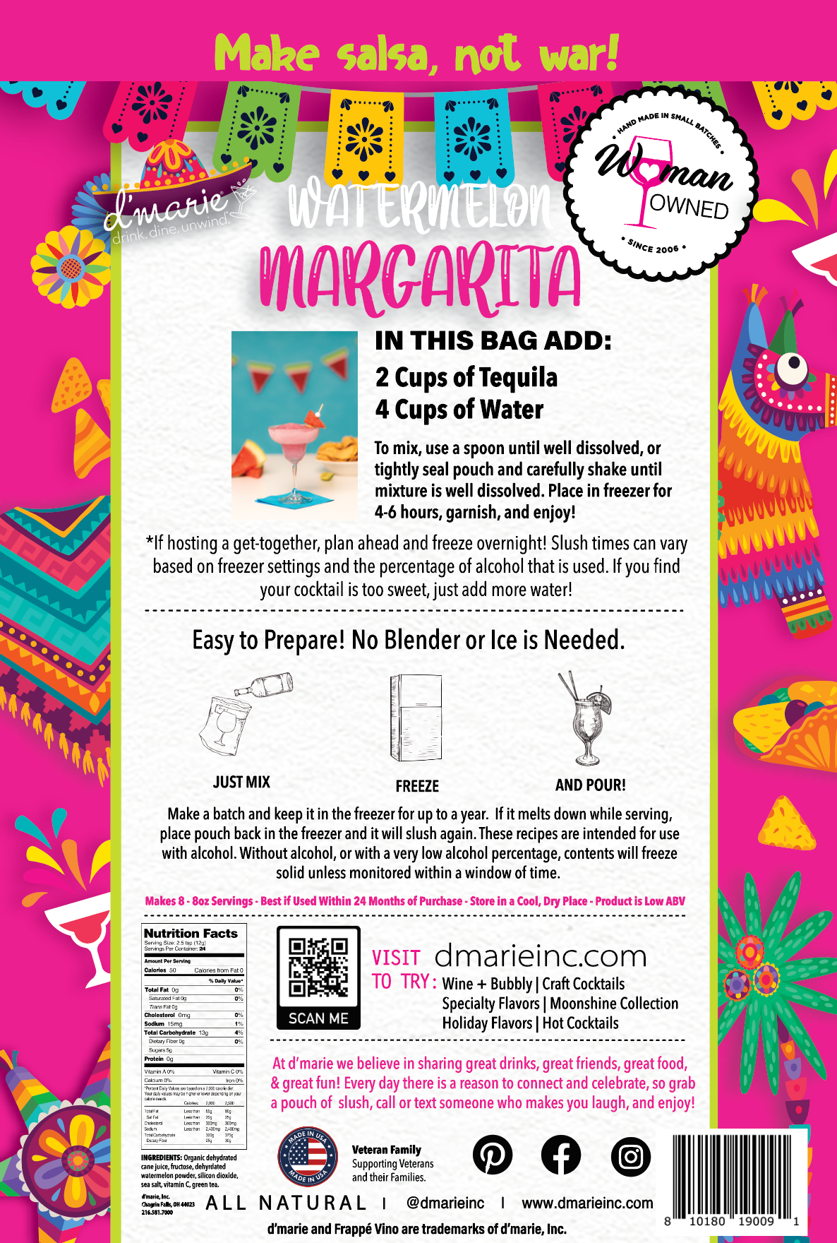 Watermelon Margarita - Ready-To-Freeze Cocktail - Premium drink mix from d'marie inc. - Just $17! Shop now at Pat's Monograms