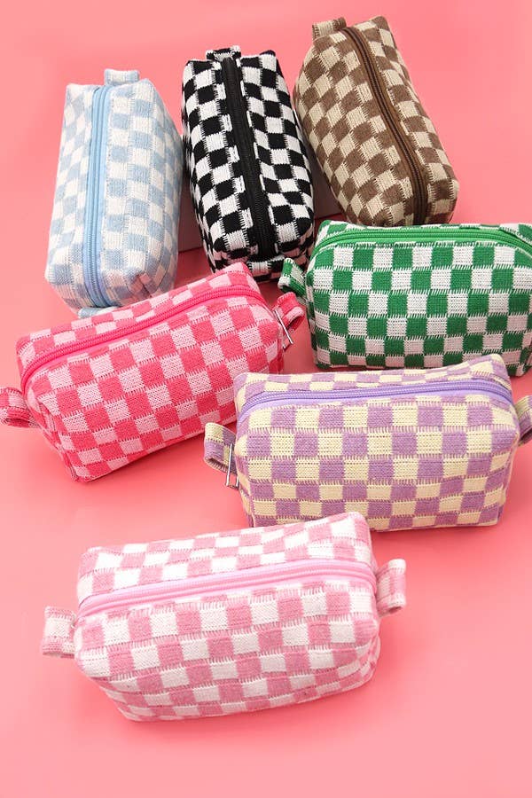 CHECKER MAKEUP COSMETIC POUCH BAG - Premium Cosmetic Bag from JOSSLYN by Wall to Wall - Just $7.45! Shop now at Pat's Monograms