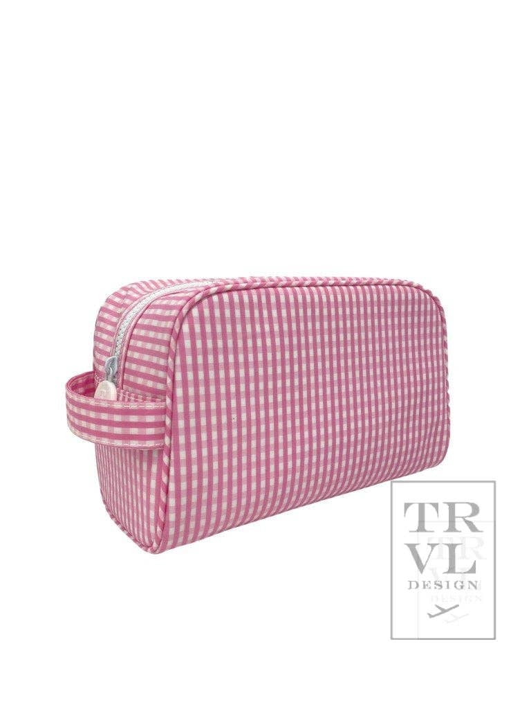 Stowaway - Toiletry Bag Gingham Pink - Premium Cosmetic Bag from TRVL Design - Just $36! Shop now at Pat's Monograms