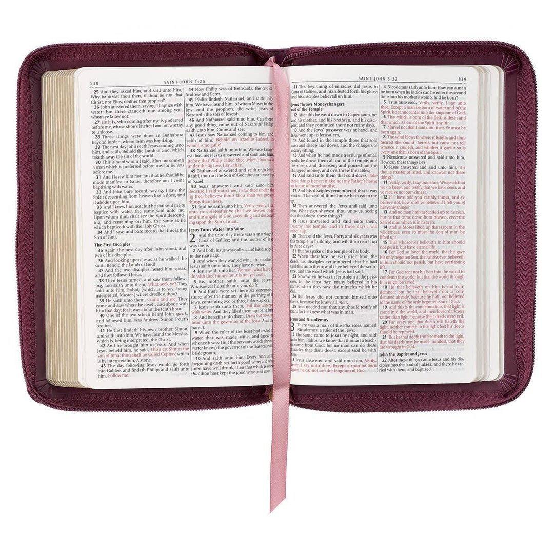 KJV Bible Compact Faux Leather, Merlot w/zipper - Premium Bible from Christian Art Gifts - Just $24.99! Shop now at Pat's Monograms
