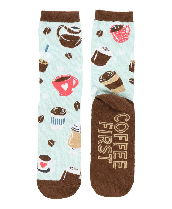 Coffee First Adult Crew Sock - Premium Socks from Lazy One - Just $9.95! Shop now at Pat's Monograms