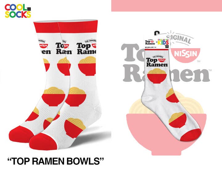 Top Ramen Bowls - Kids 7-10 Crew Socks - Premium socks from Cool Socks - Just $8! Shop now at Pat's Monograms