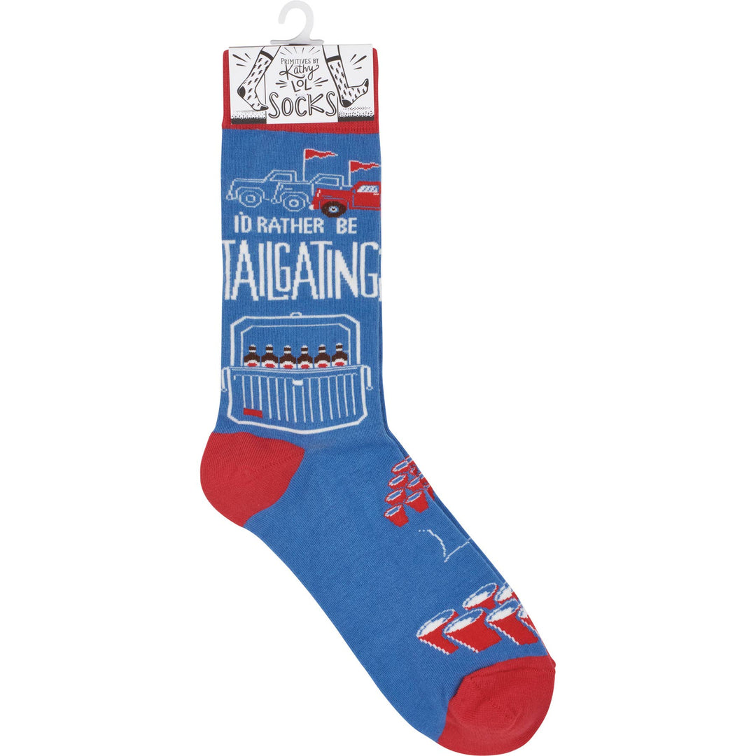 I'd Rather Be Tailgating Socks - Premium socks from Primitives by Kathy - Just $10.95! Shop now at Pat's Monograms