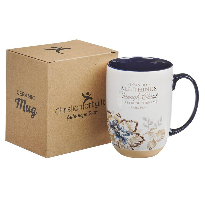 Mug Blue/Brown All Things Phil. 4:13 - Premium Christian Gift Items from Christian Art Gifts - Just $14.95! Shop now at Pat's Monograms