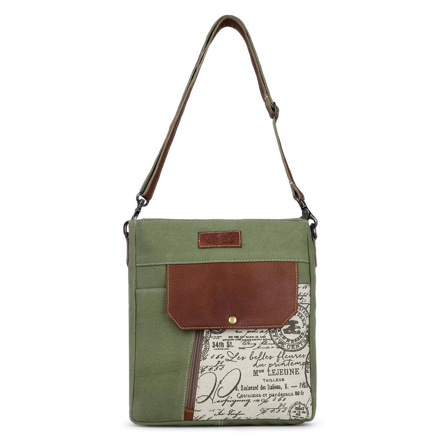 Canvas & Leather Women's Crossbody Bag - Bone/Reseda Green - Premium crossbody from Sixtease Bags USA - Just $44.95! Shop now at Pat's Monograms