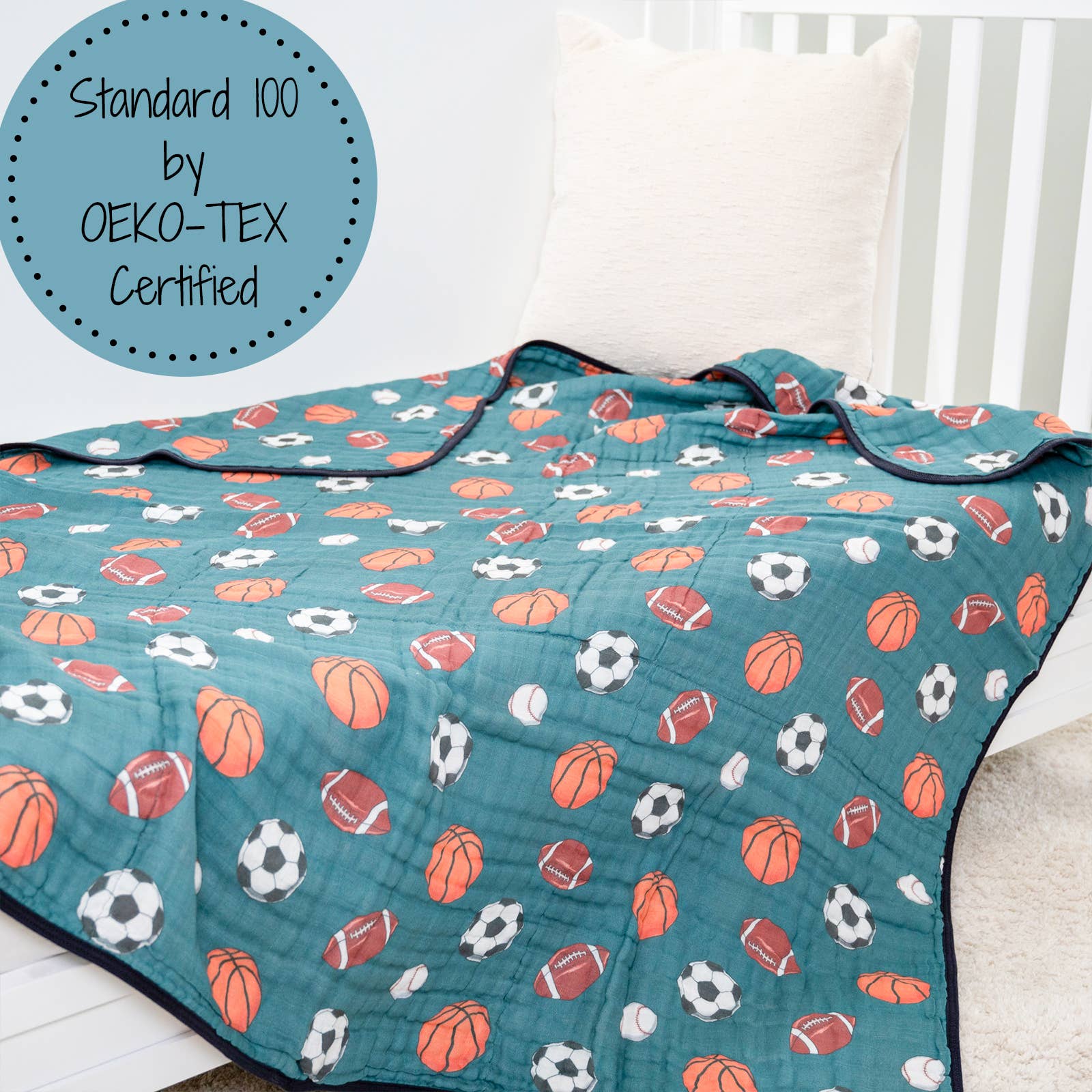 Muslin Quilt Baby & Kids Blanket Little Athlete Sporty - Premium Baby Blanket from LollyBanks - Just $29.95! Shop now at Pat's Monograms