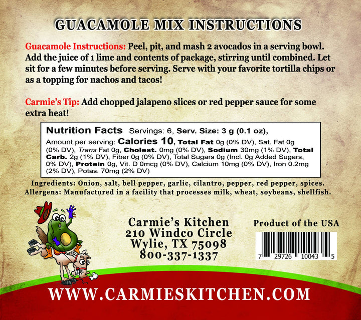 Guacamole Seasoning Mix - Premium Dips & Spreads from Carmie's Kitchen - Just $5! Shop now at Pat's Monograms