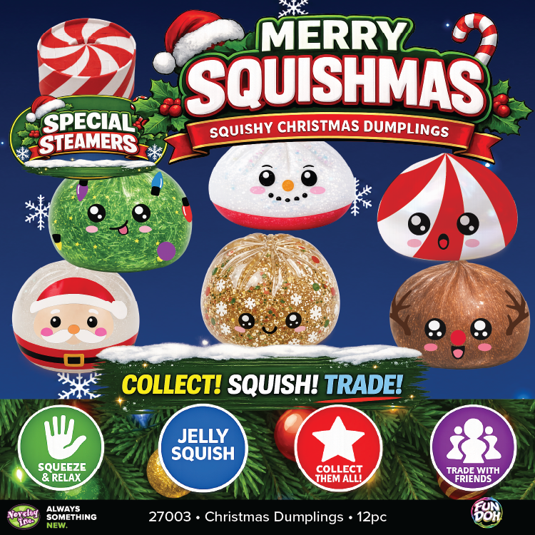 Fun Doh Christmas Dumpling Squishy Toy 12pc Holiday Display — Novelty Brands
