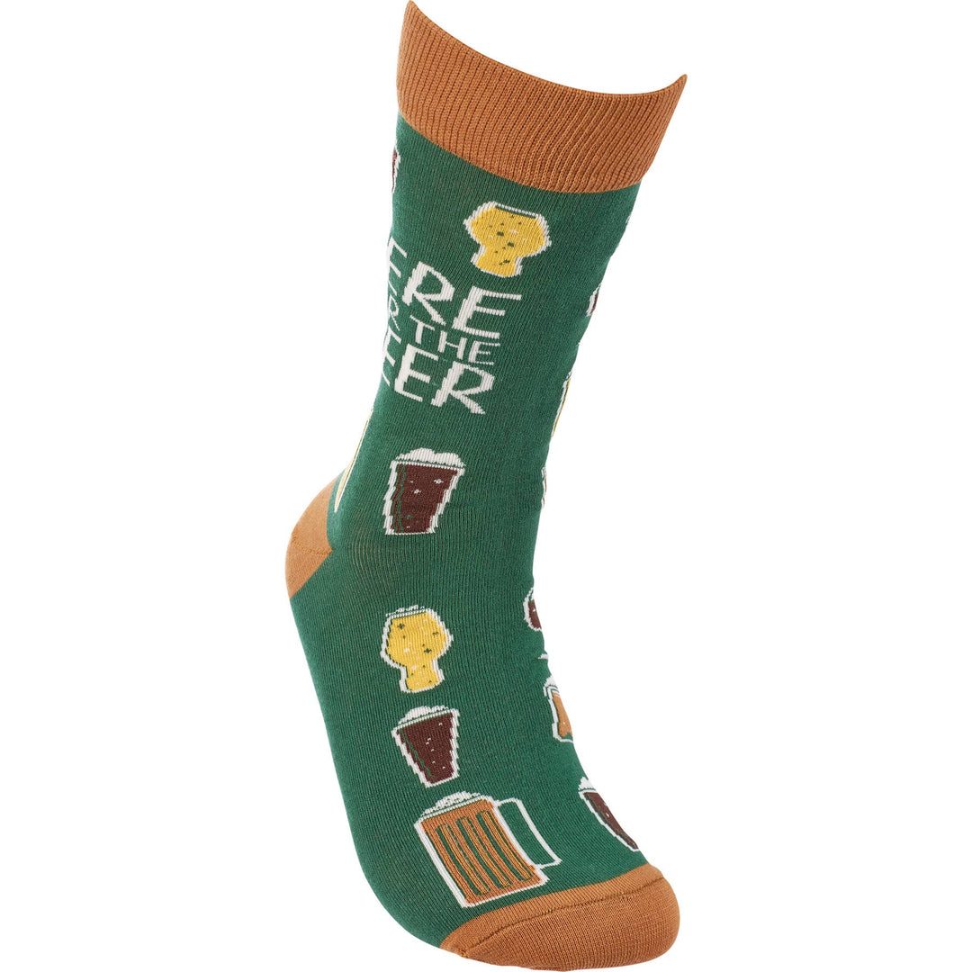 Here For The Beer Socks - Premium Socks from Primitives by Kathy - Just $11.50! Shop now at Pat's Monograms