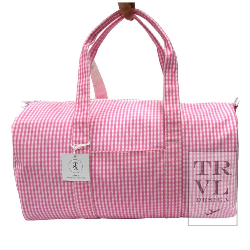 Weekender - Gingham Pink Duffel Bag - Premium  from TRVL Design - Just $84.95! Shop now at Pat's Monograms