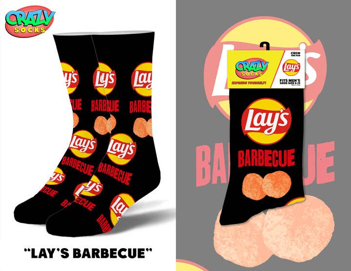 Lays Barbecue Novelty Crew Socks - Premium socks from Crazy Socks - Just $7! Shop now at Pat's Monograms