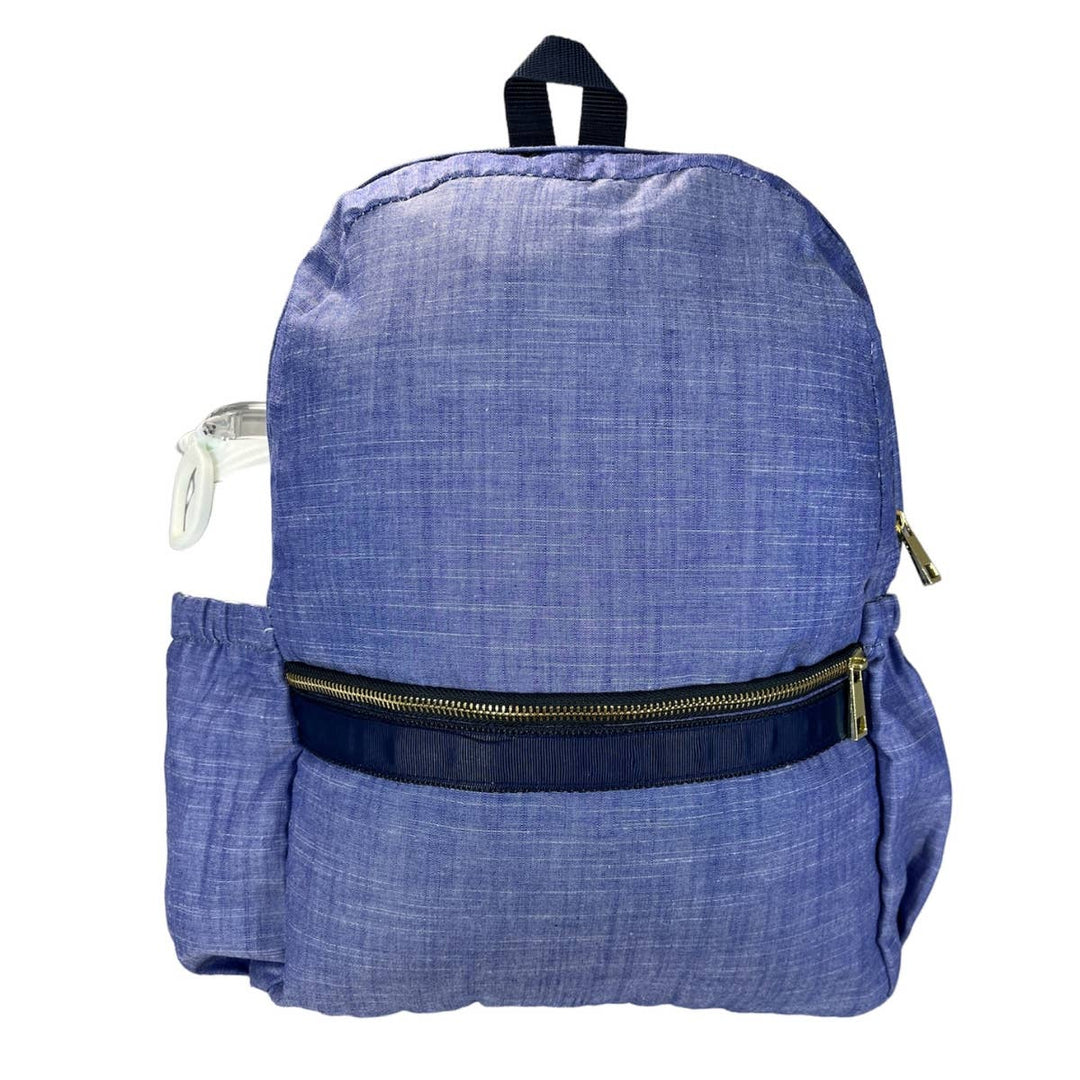 Navy Chambray Medium Backpack w/ Pocket - Premium Backpack from Mint - Just $38.95! Shop now at Pat's Monograms